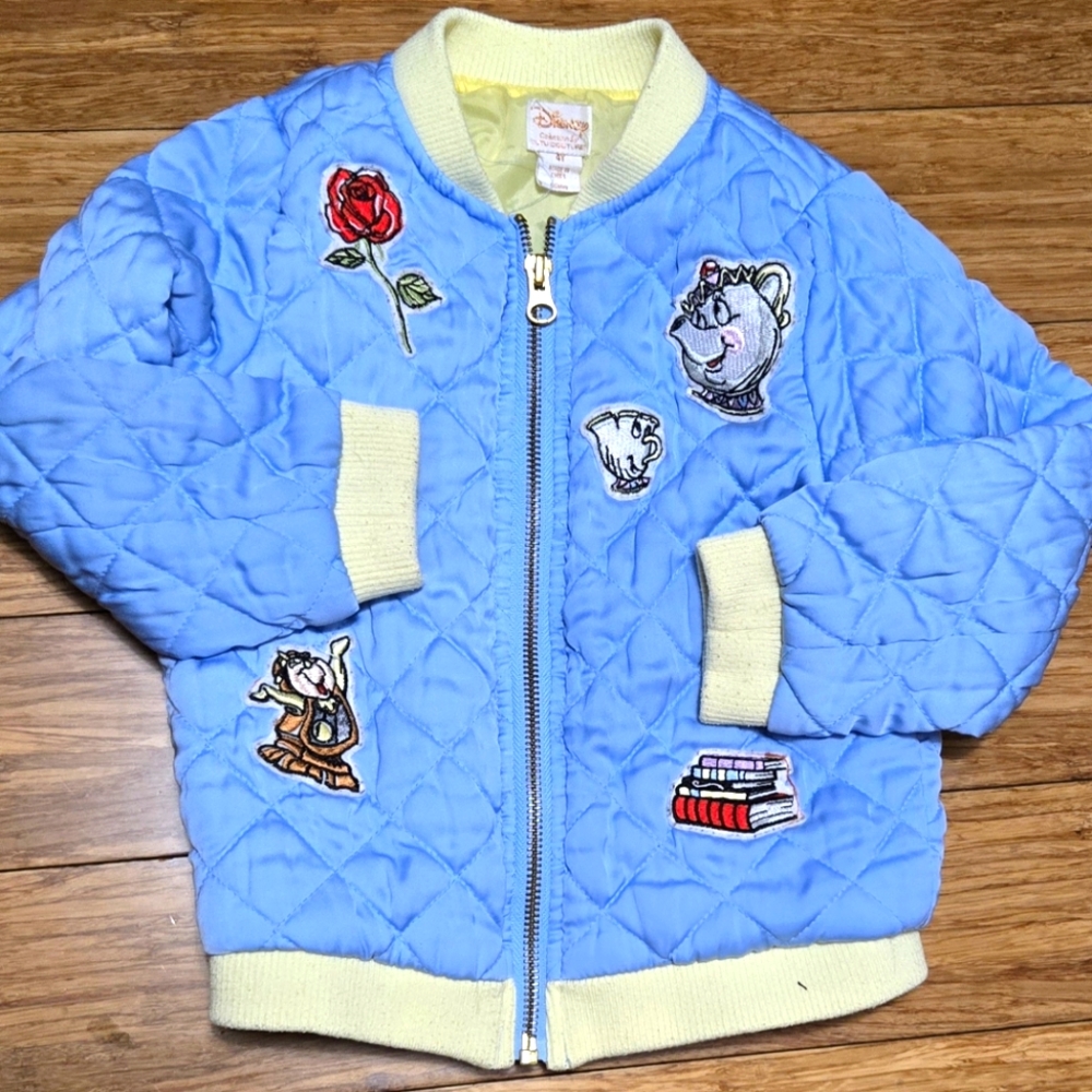 Beauty & The Beast Belle Kids Light Blue Quilted Puffer Jacket